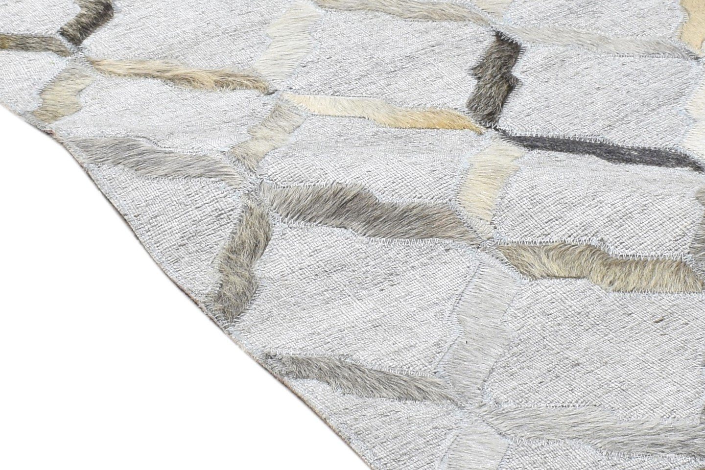 2X3 Rug Leather / Cotton Grey Modern Hand Woven Scandinavian Geometric Small 7864118935701