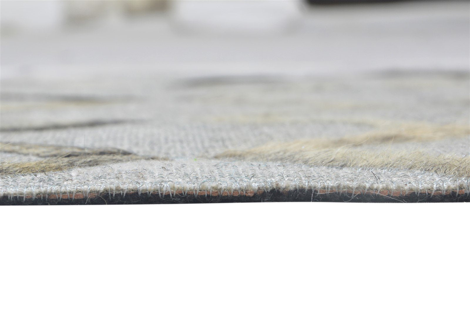 2X3 Rug Leather / Cotton Grey Modern Hand Woven Scandinavian Geometric Small 7864118935701