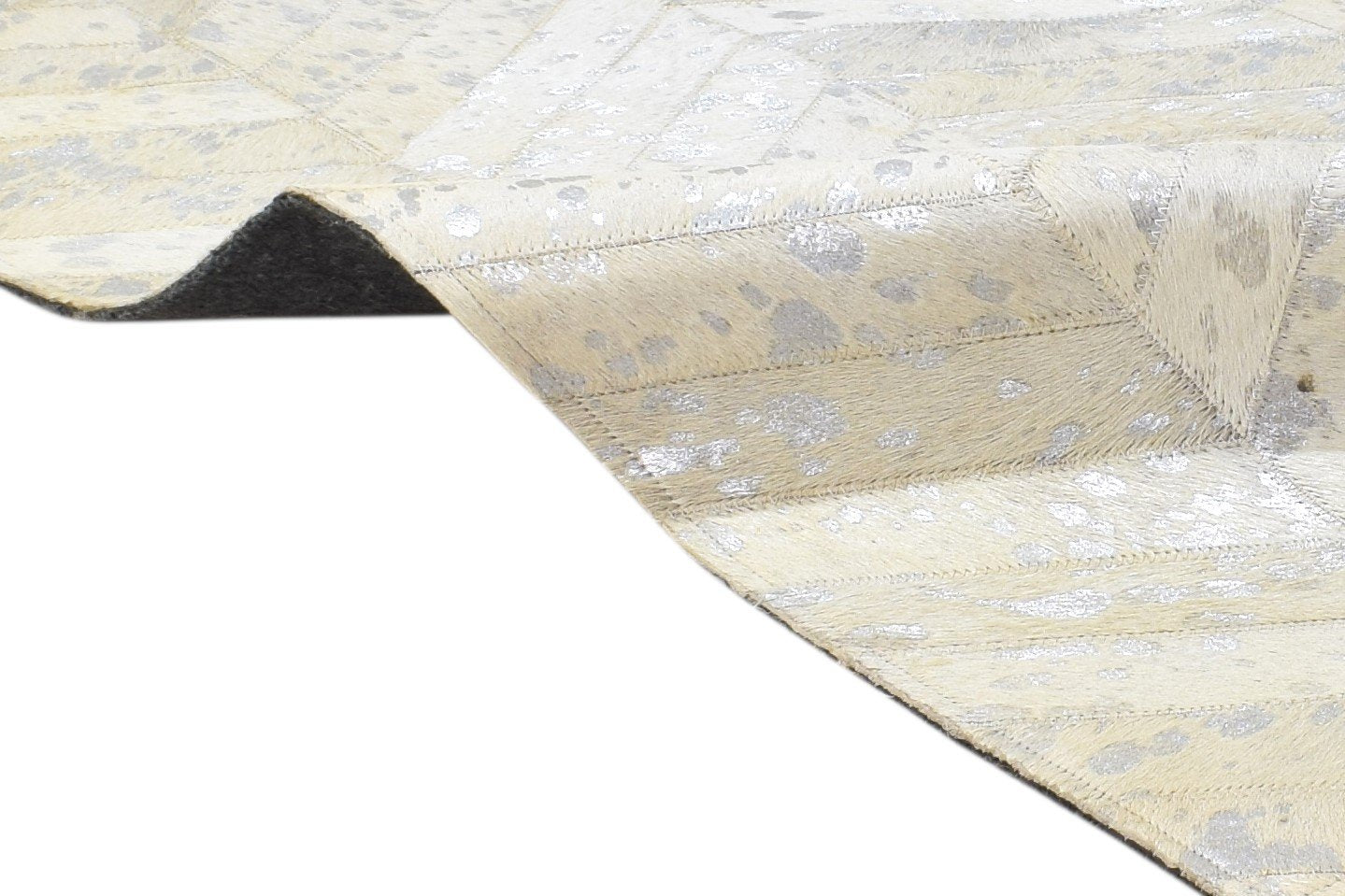 2X3 Rug Leather / Cotton Ivory Modern Hand Woven Scandinavian Chevron Small 7864489509013