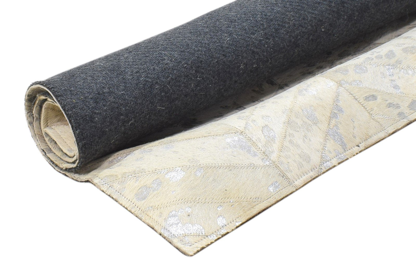 2X3 Rug Leather / Cotton Ivory Modern Hand Woven Scandinavian Chevron Small 7864489509013