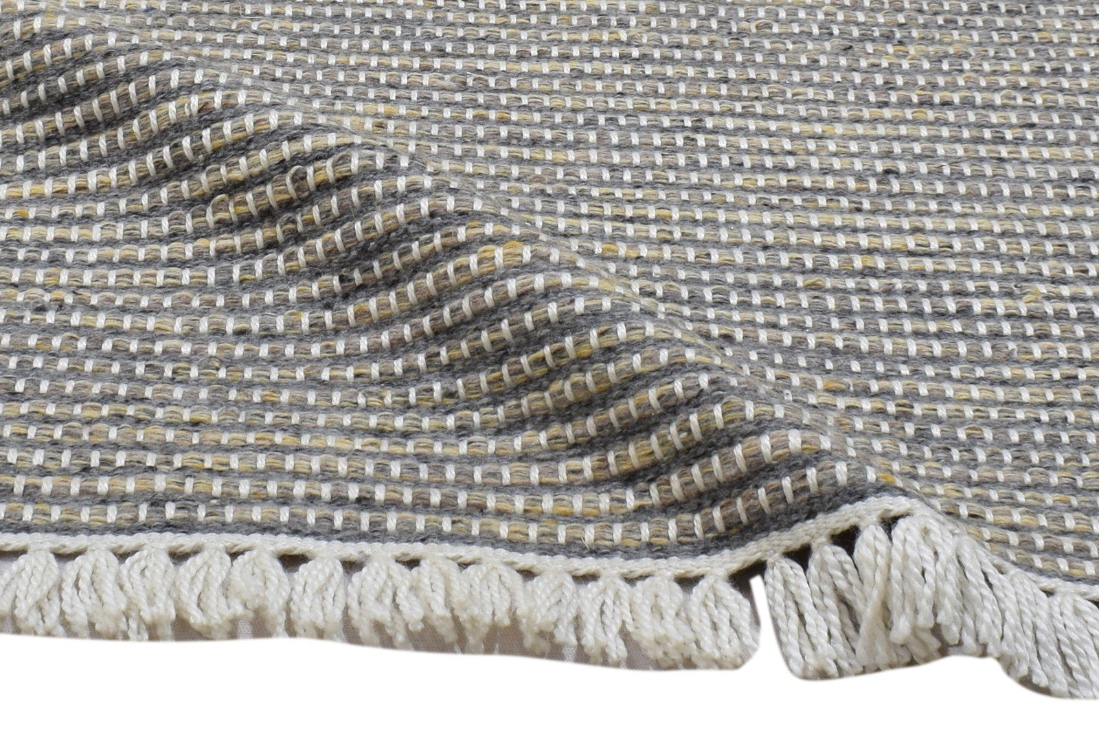 2X3 Rug Wool / Nylon Grey Modern Hand Woven Scandinavian Striped Small Carpet 7864087773333