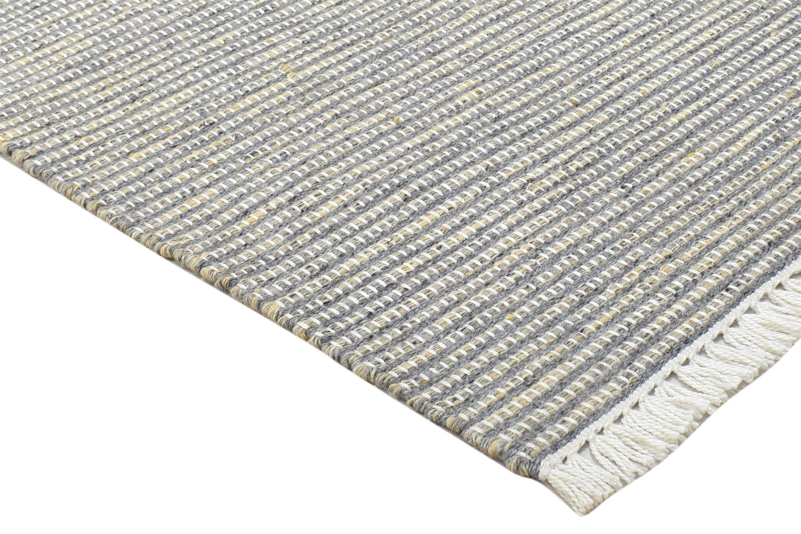 2X3 Rug Wool / Nylon Grey Modern Hand Woven Scandinavian Striped Small Carpet 7864087773333