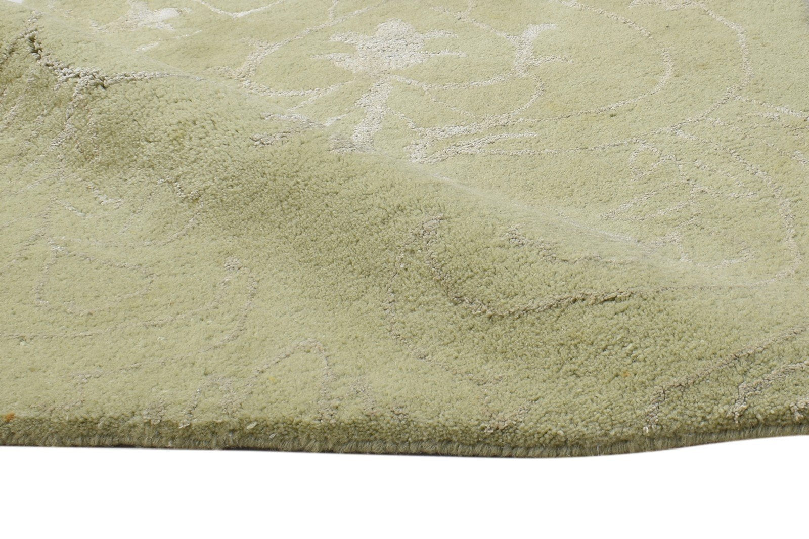 2X3 Rug Wool / Silk Green Modern Hand Tufted Scandinavian Abstract Small Carpet 7864172085397