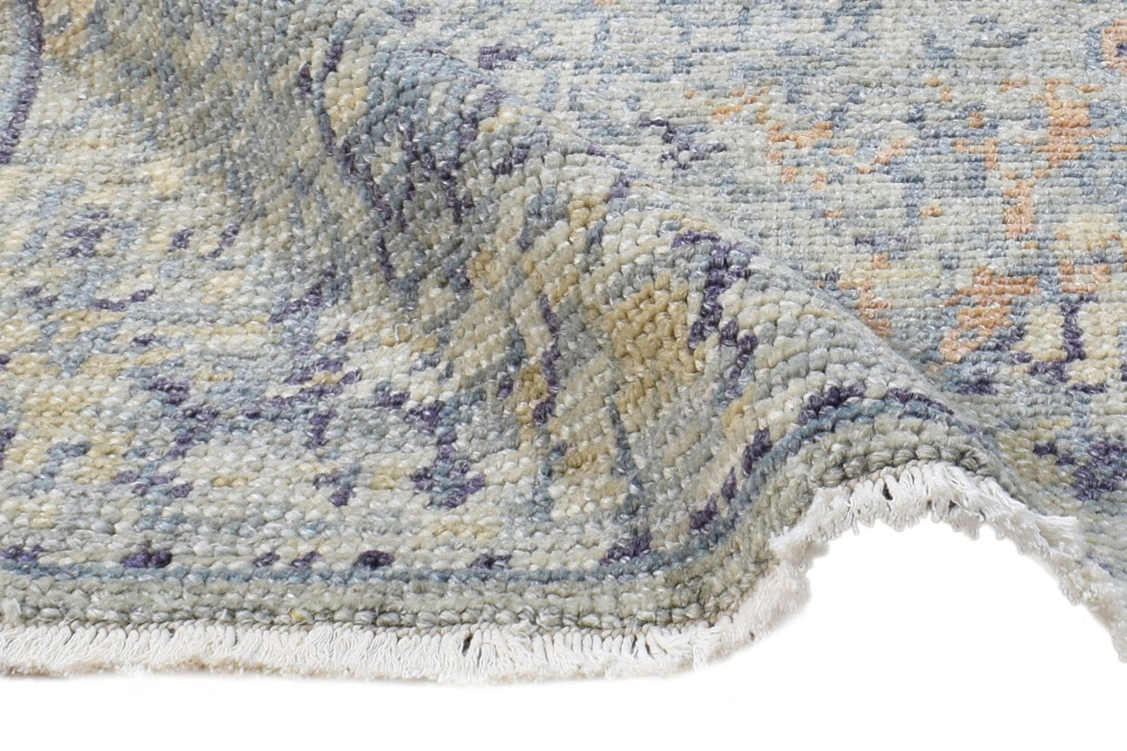 2X3 Rug Wool Silk Grey Modern Hand Knotted Heriz-Indian Abstract Small Carpet 7865143951509
