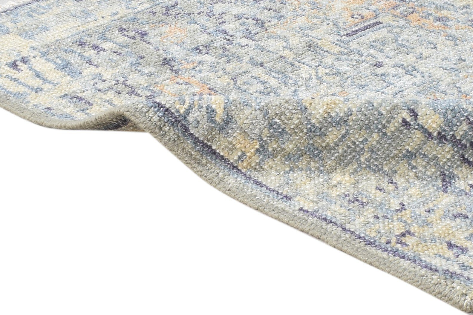 2X3 Rug Wool Silk Grey Modern Hand Knotted Heriz-Indian Abstract Small Carpet 7865143951509