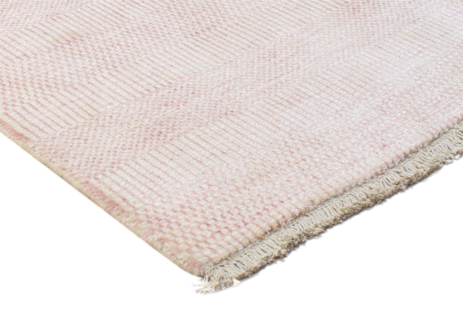 2X3 Rug Wool / Silk Pink Modern Hand Knotted Scandinavian Grass Trellis Small 7864198758549