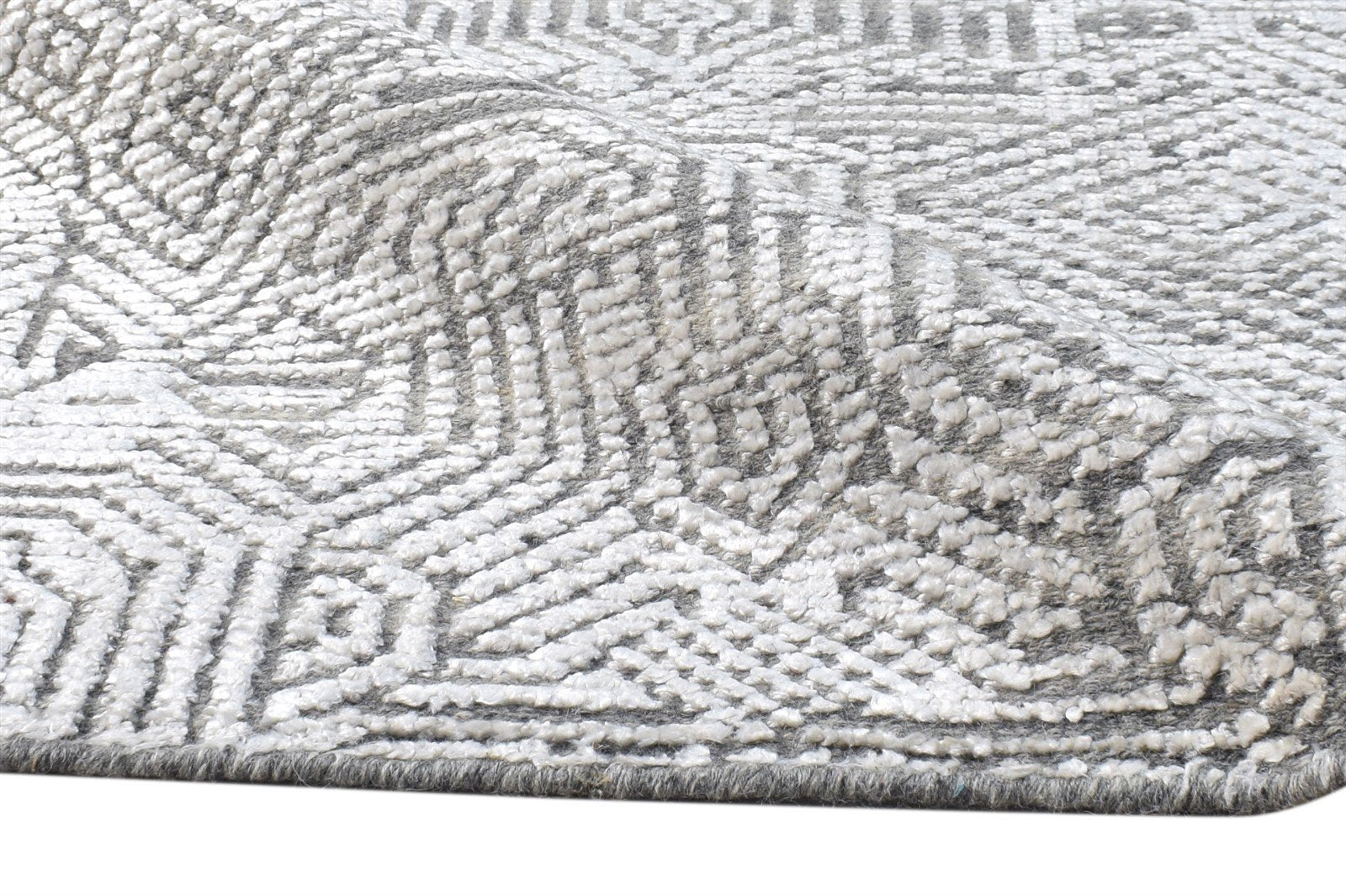 2X3 Rug Wool / Silk Silver Modern Hand Knotted Scandinavian Nordic Small Carpet 7865123242133