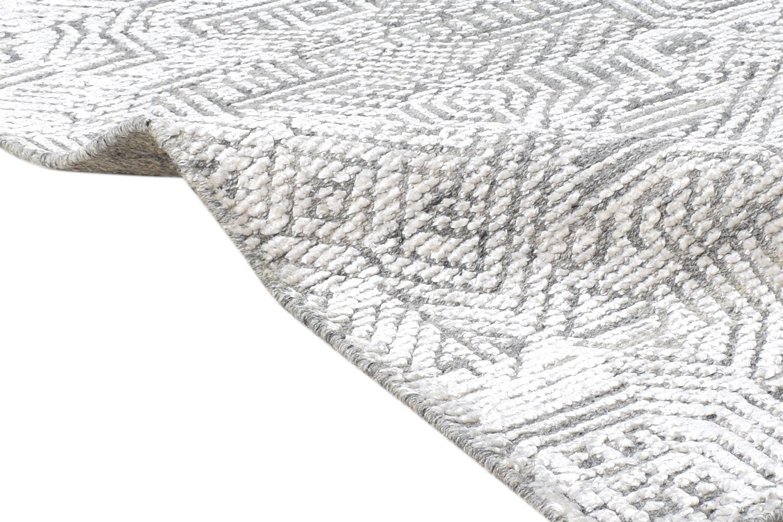 2X3 Rug Wool / Silk Silver Modern Hand Knotted Scandinavian Nordic Small Carpet 7865123242133