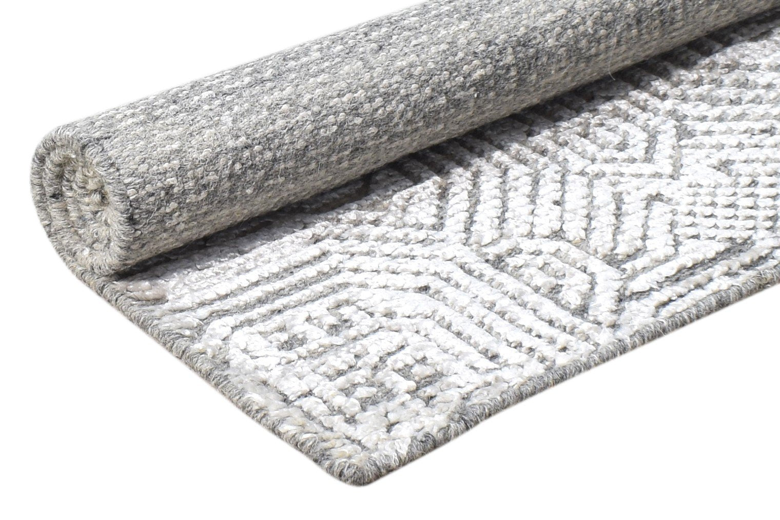 2X3 Rug Wool / Silk Silver Modern Hand Knotted Scandinavian Nordic Small Carpet 7865123242133