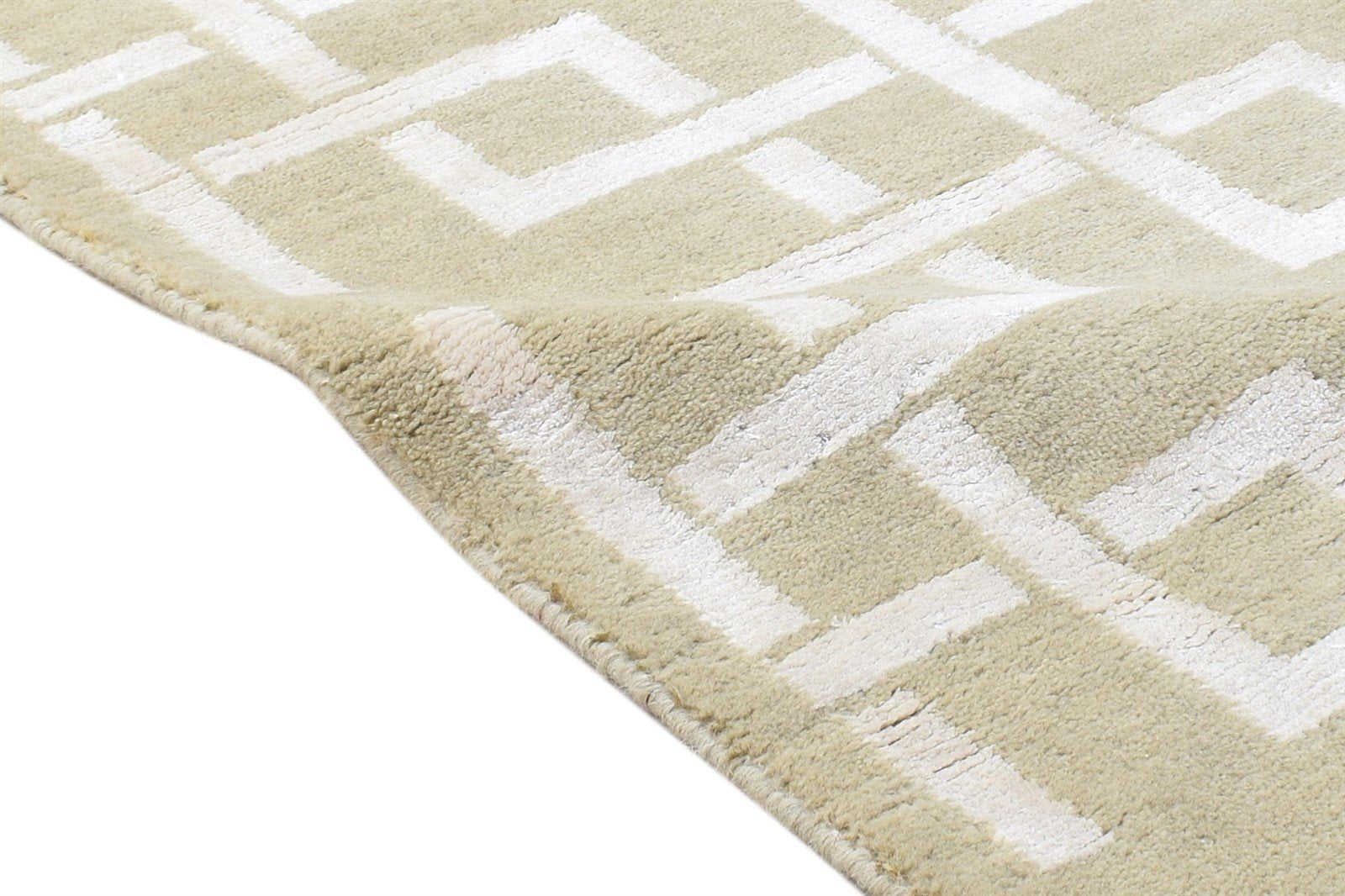 2X4 Rug Wool Silk Beige Modern Jacquard Loom Scandinavian Geometric Small 7864148459669