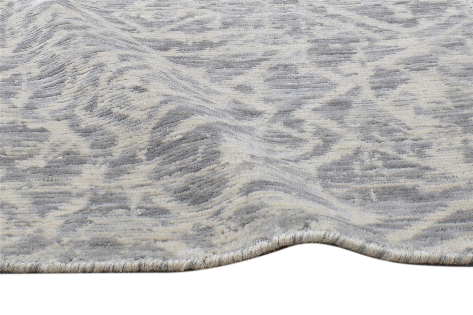 Marcy 2X8 Rug Wool Silk Grey Modern Jacquard Loom Scandinavian Floral Runner 7864146198677