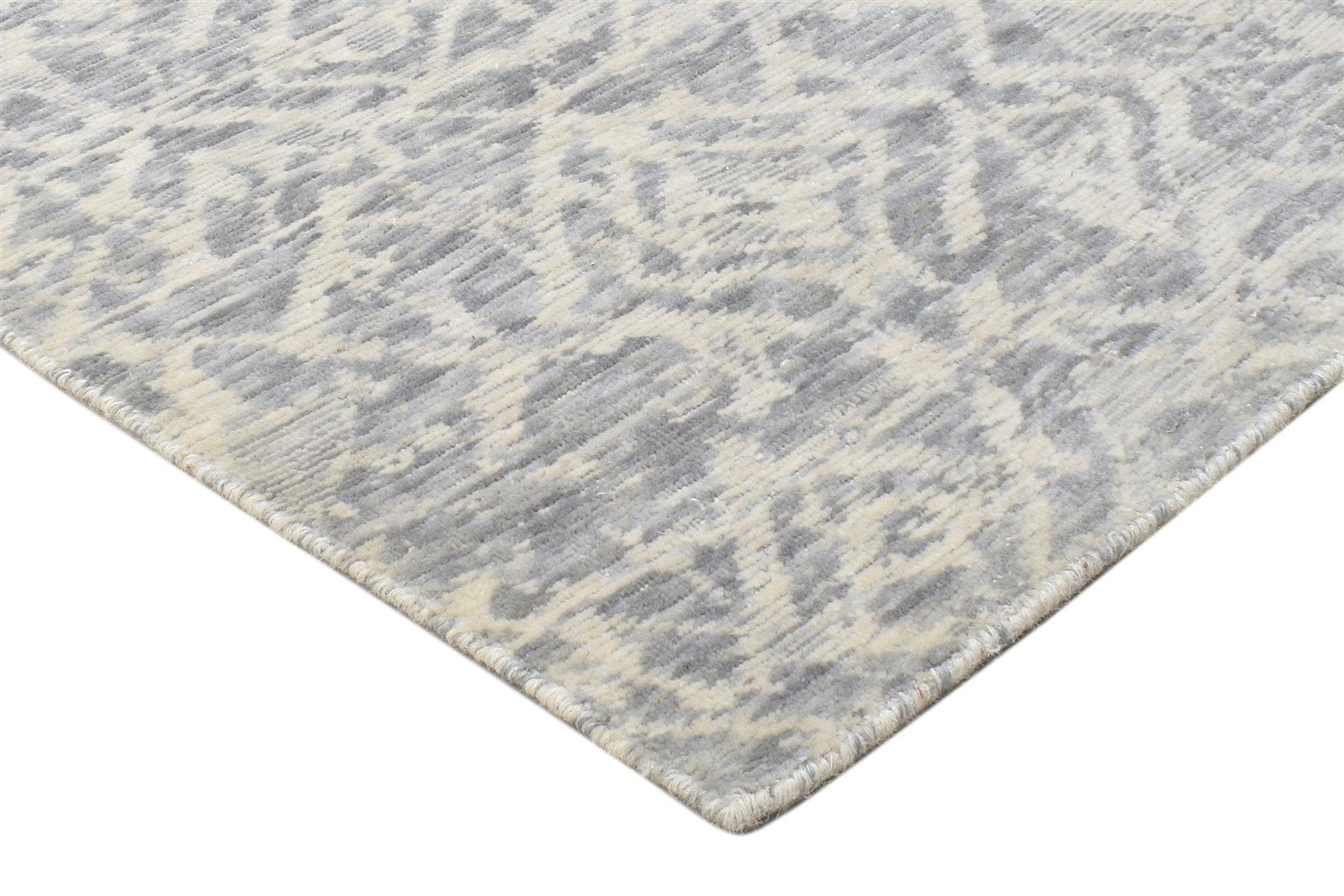Marcy 2X8 Rug Wool Silk Grey Modern Jacquard Loom Scandinavian Floral Runner 7864146198677