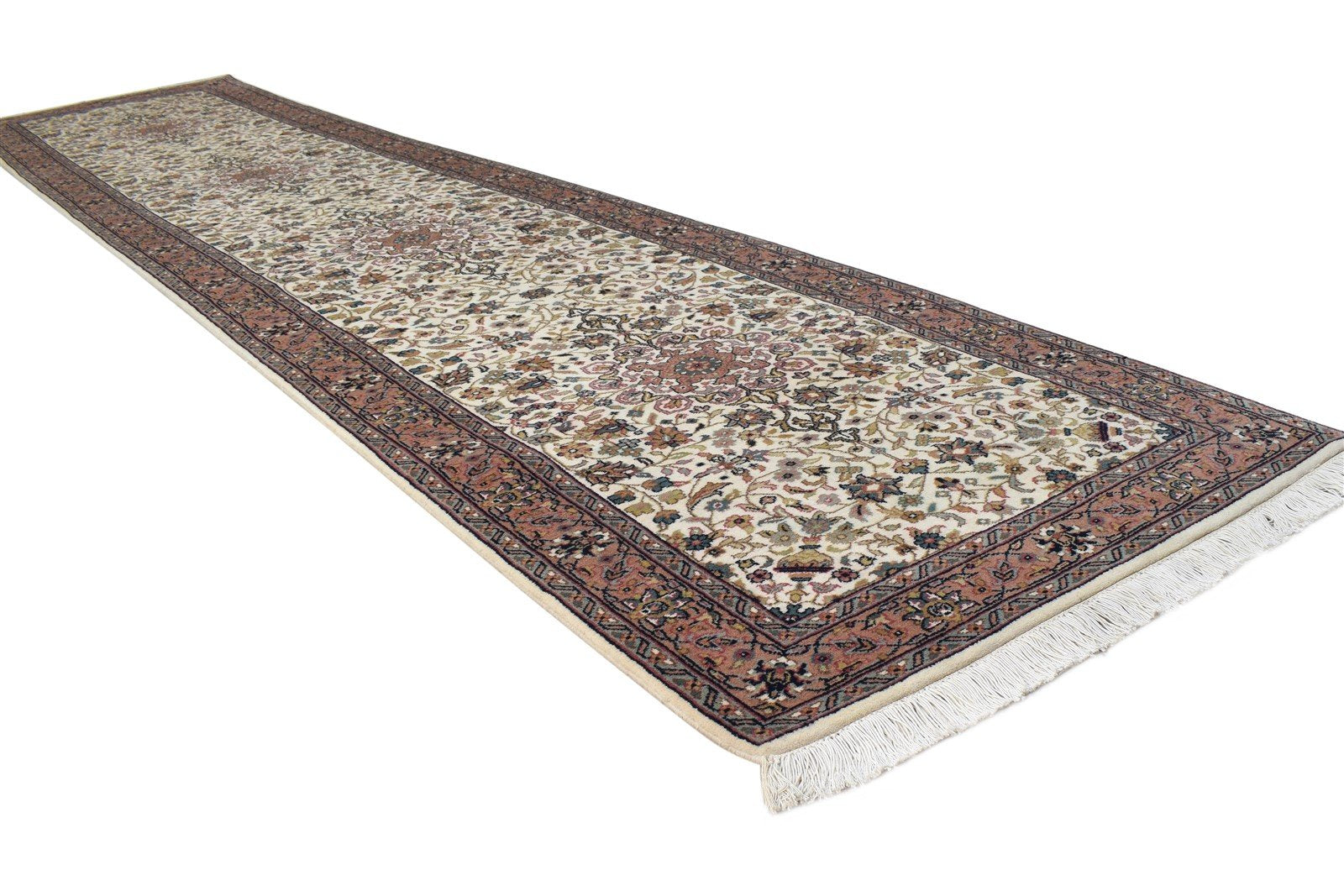 3' X 13' Rug Wool Cream Persian Hand Knotted Kashan Oriental Small Runner 7864676548757