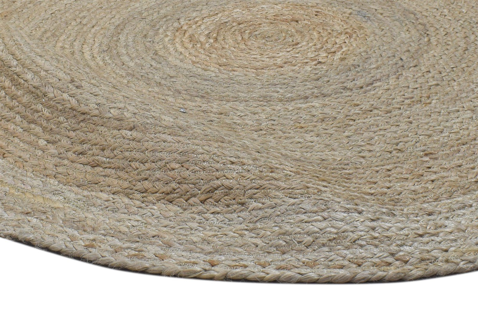 3' X 3' Rug Jute Beige Modern Hand Woven Scandinavian Circles Room Size Round 7864132927637