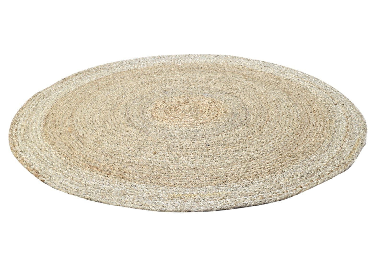 3' X 3' Rug Jute Beige Modern Hand Woven Scandinavian Circles Room Size Round 7864132927637