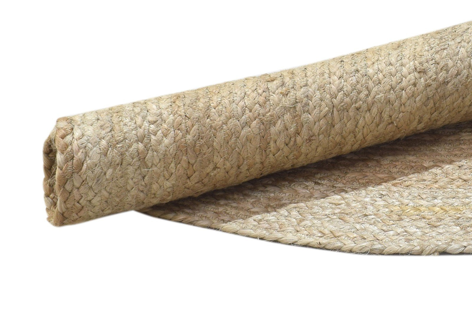 3' X 3' Rug Jute Beige Modern Hand Woven Scandinavian Circles Room Size Round 7864132927637