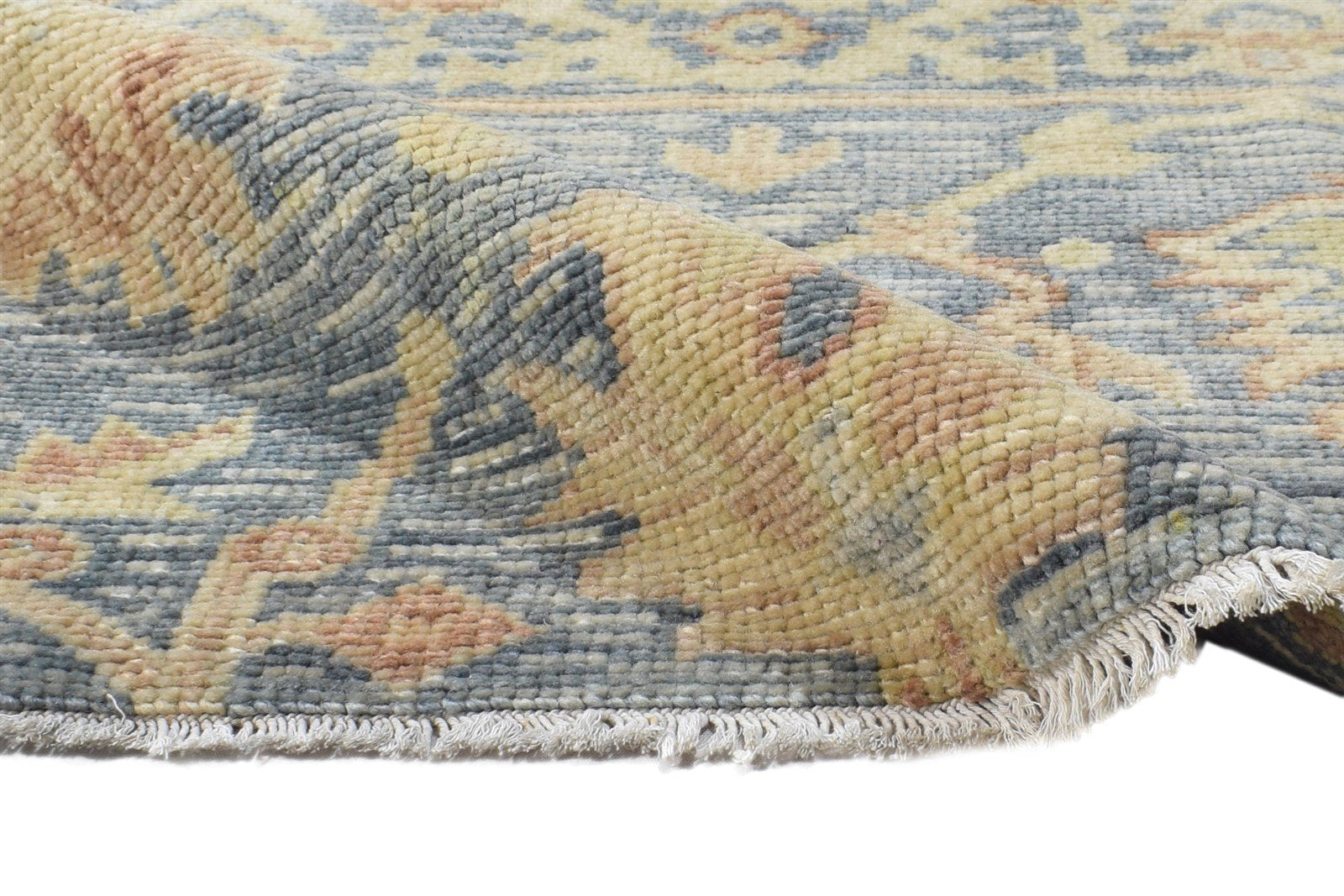 3' X 3' Rug Wool Blue Persian Hand Knotted Oushak Oriental Room Size Carpet 7864924471445