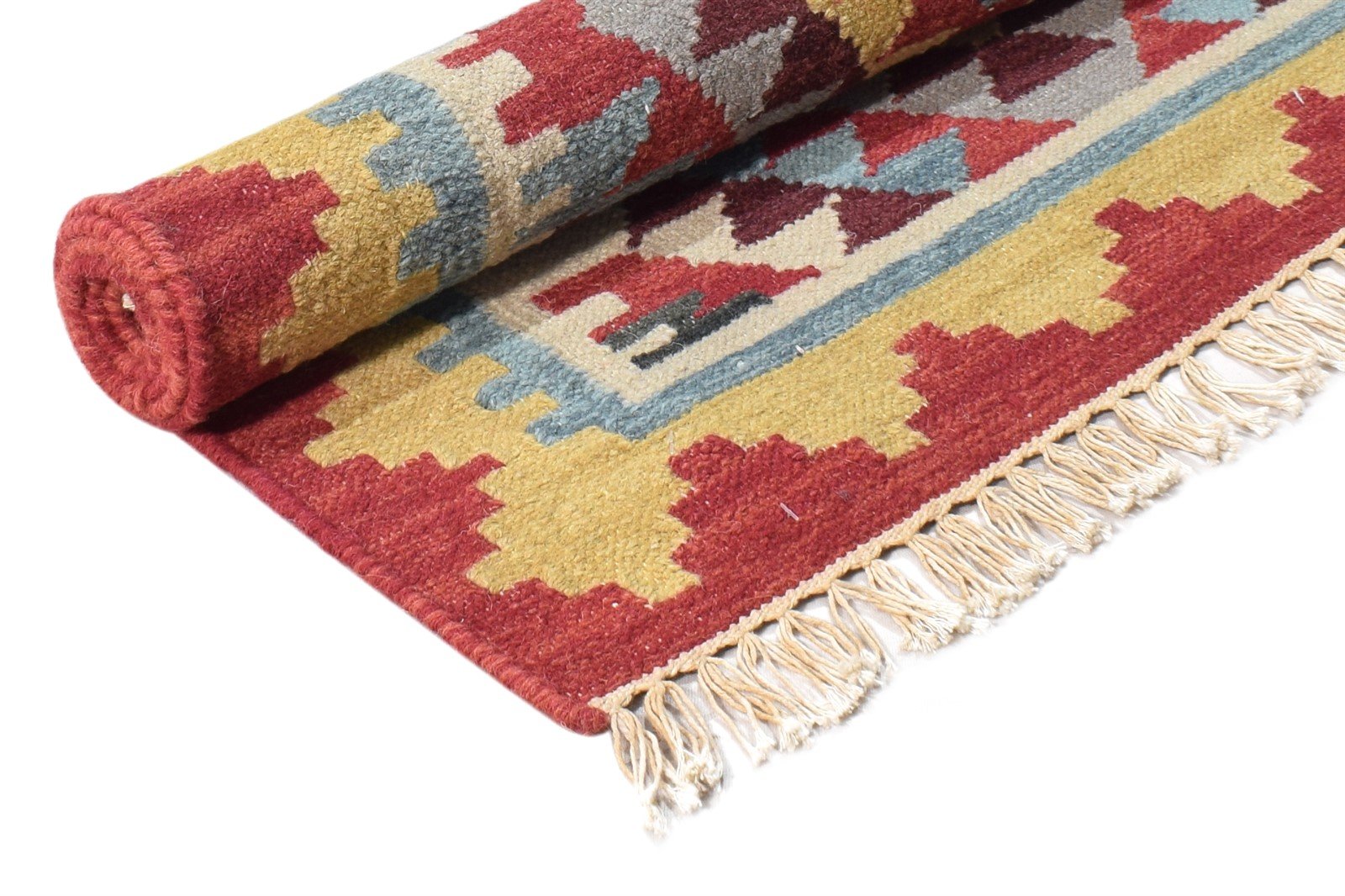 3' X 4' Rug Wool Red Southwestern Dhurrie American Tribal Small Carpet 7865081364629