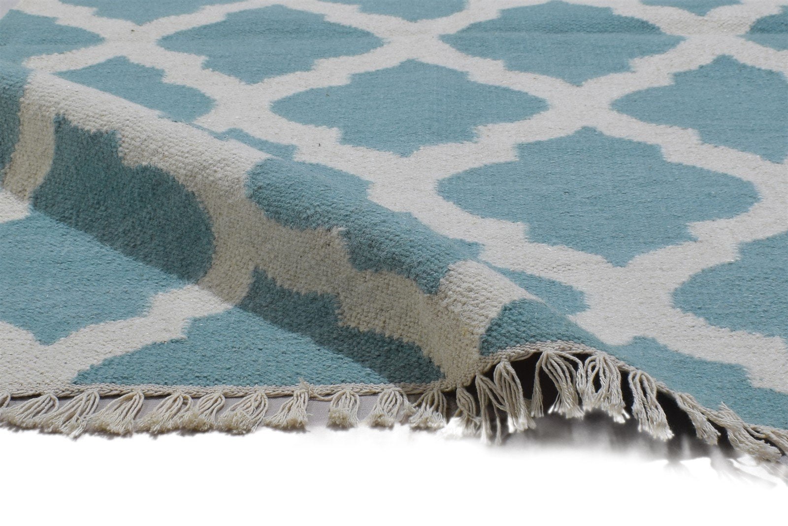 3' X 5' Rug Wool Blue Modern Dhurrie Moroccan Trellis Small Carpet 7864356274325