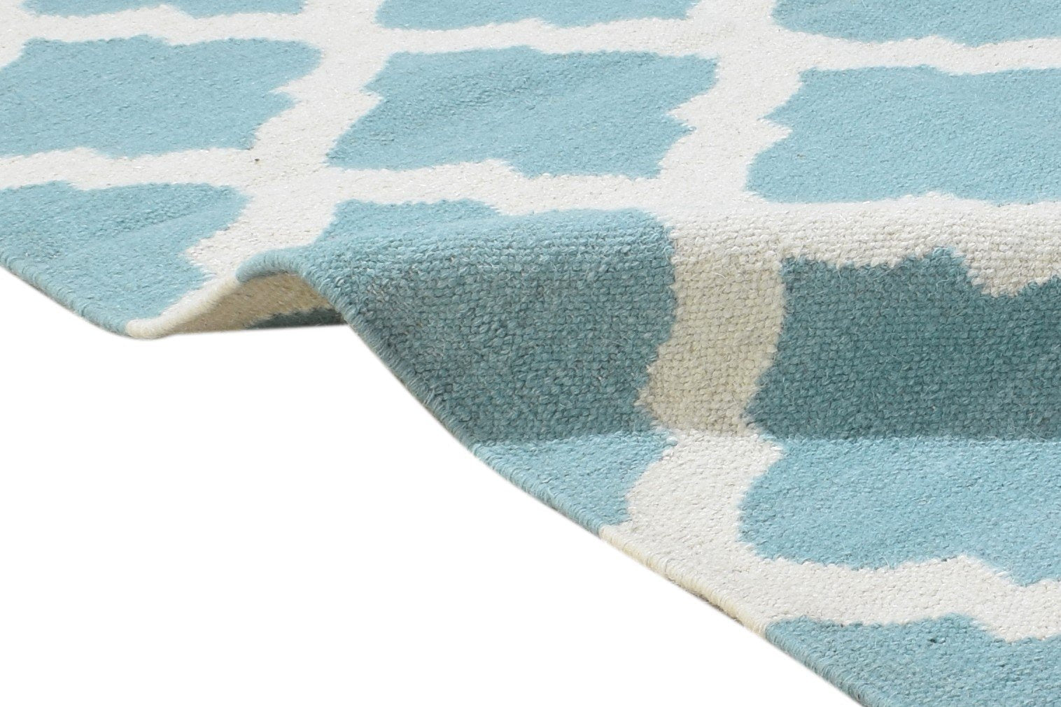 3' X 5' Rug Wool Blue Modern Dhurrie Moroccan Trellis Small Carpet 7864356274325