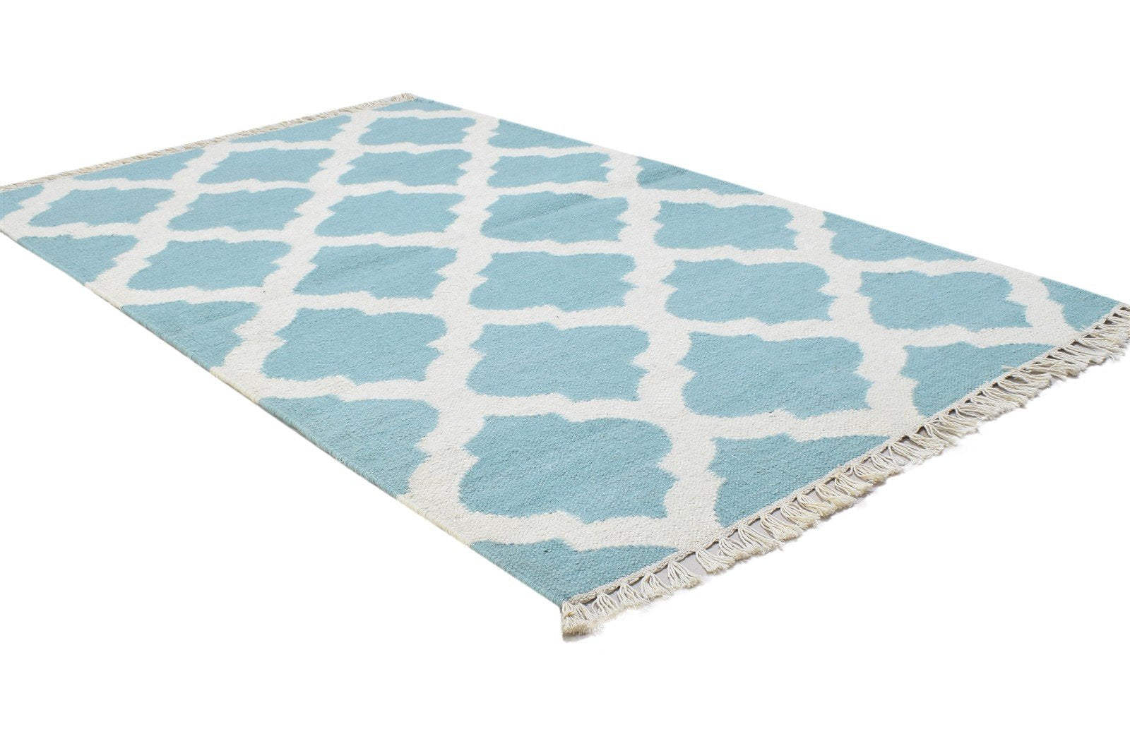 3' X 5' Rug Wool Blue Modern Dhurrie Moroccan Trellis Small Carpet 7864356274325