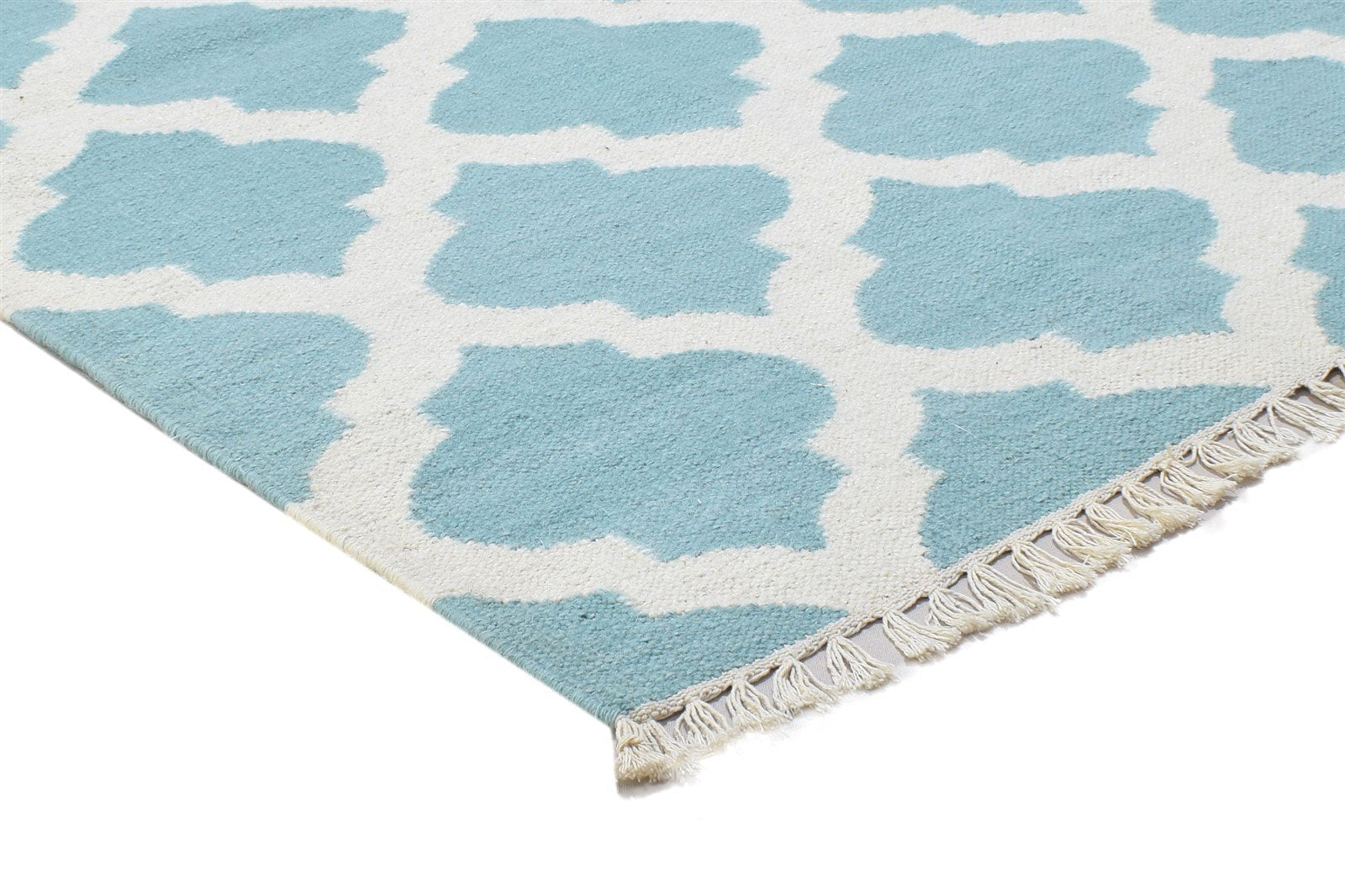 3' X 5' Rug Wool Blue Modern Dhurrie Moroccan Trellis Small Carpet 7864356274325