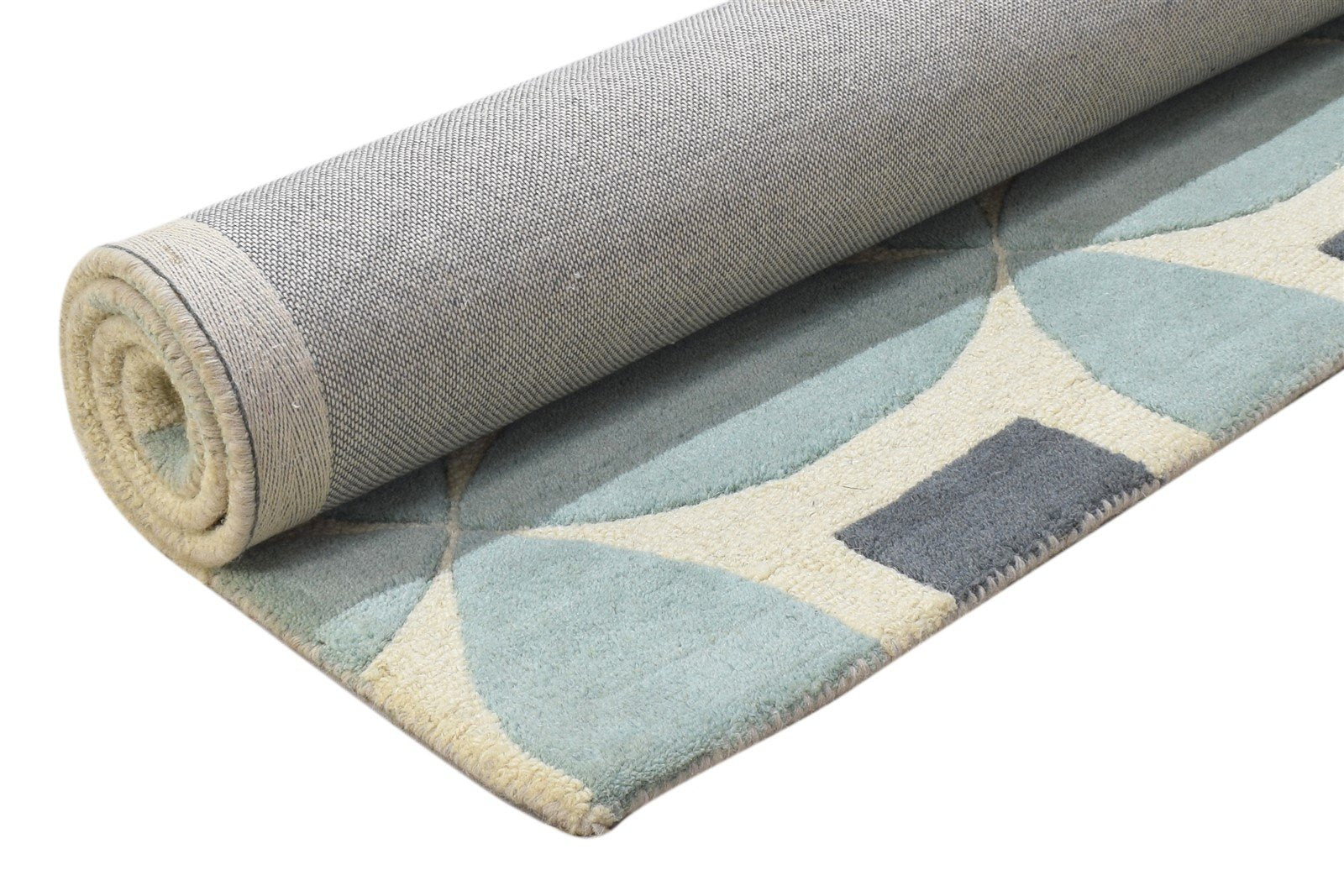 3' X 5' Rug Wool Blue Modern Hand Tufted Moroccan Geometric Room Size Carpet 7864306040981