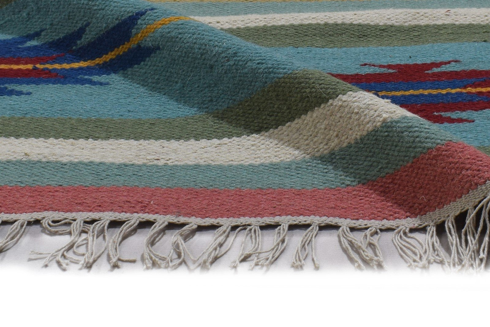3' X 5' Rug Wool Blue Persian Dhurrie Oriental Tribal Small Carpet 7864493867157
