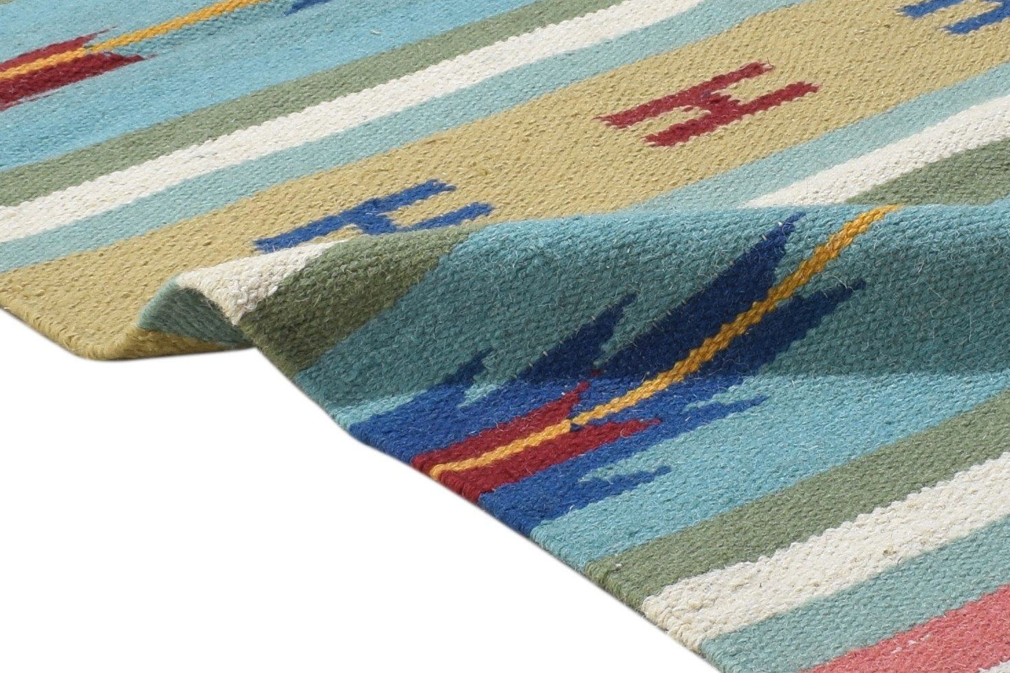 3' X 5' Rug Wool Blue Persian Dhurrie Oriental Tribal Small Carpet 7864493867157