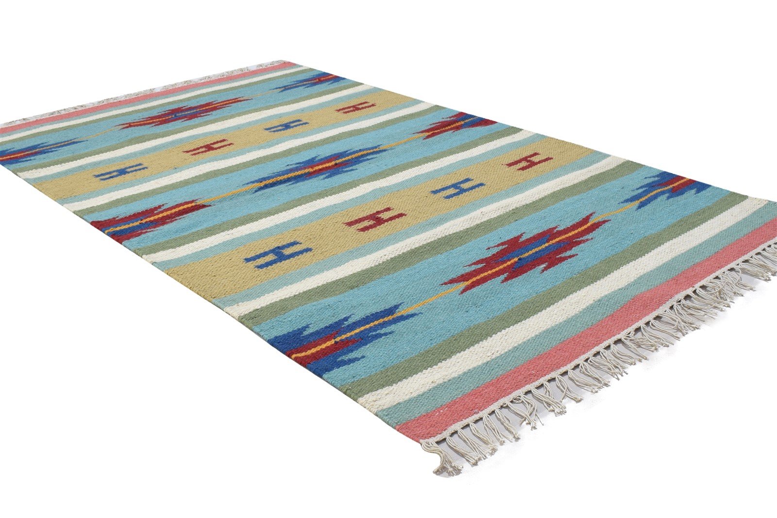3' X 5' Rug Wool Blue Persian Dhurrie Oriental Tribal Small Carpet 7864493867157