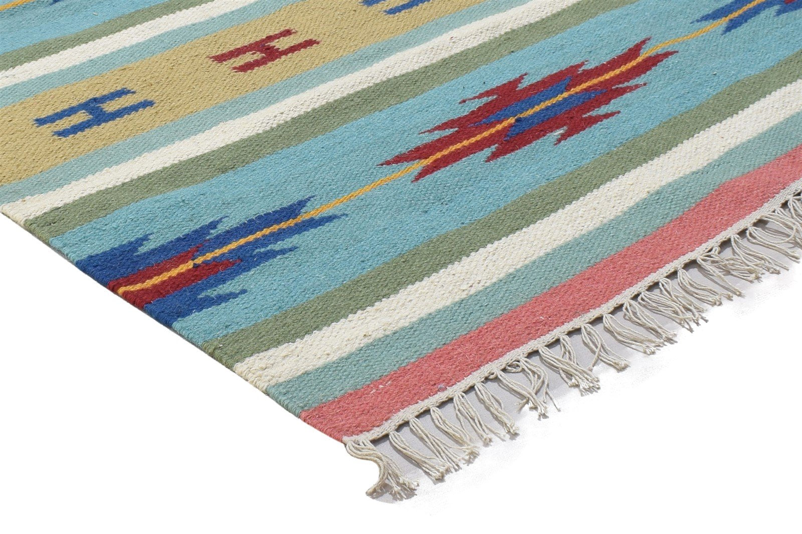 3' X 5' Rug Wool Blue Persian Dhurrie Oriental Tribal Small Carpet 7864493867157