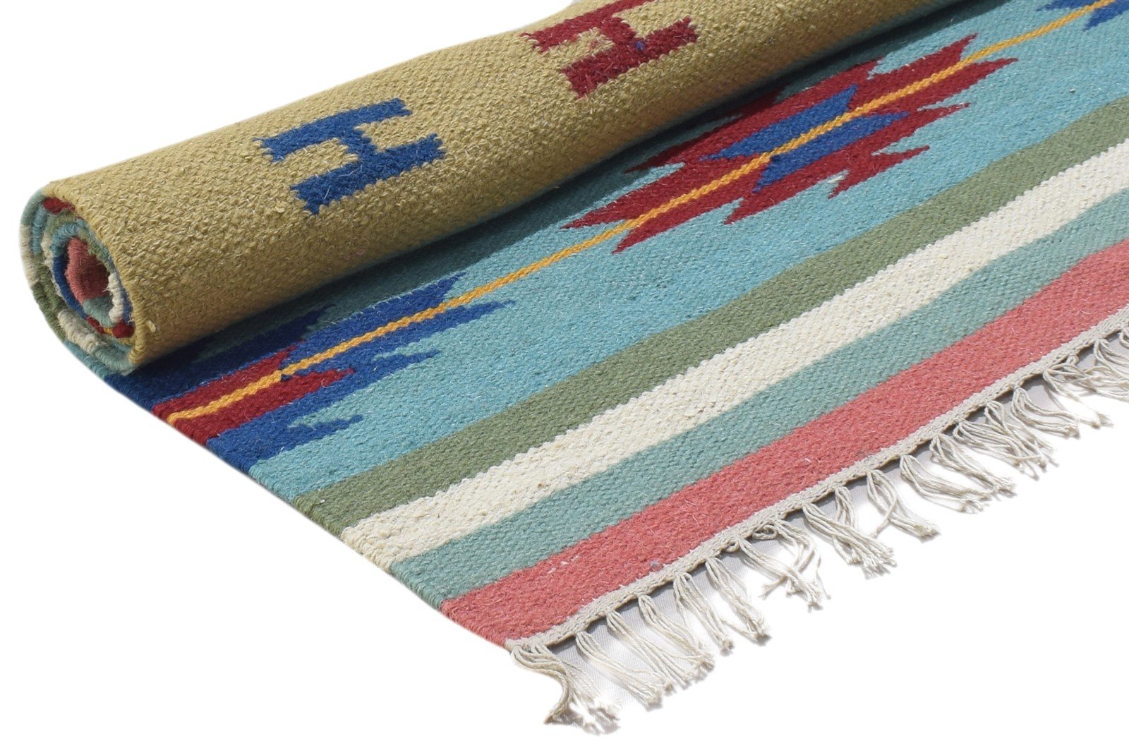 3' X 5' Rug Wool Blue Persian Dhurrie Oriental Tribal Small Carpet 7864493867157