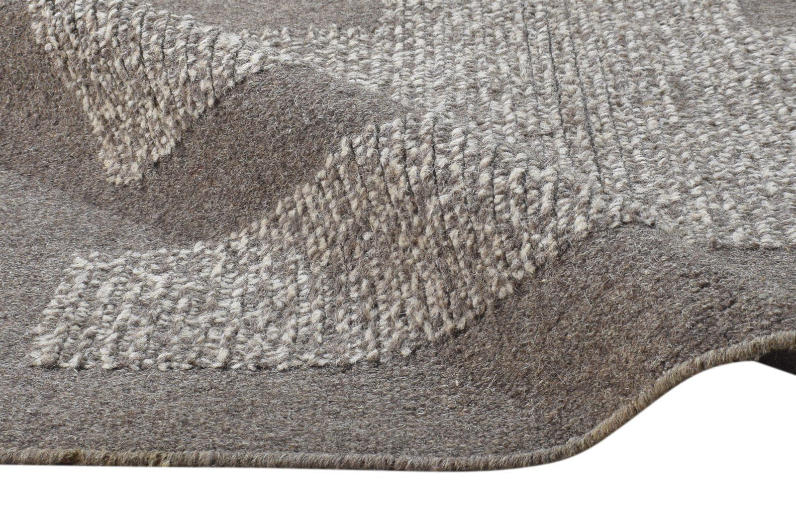 3' X 5' Rug Wool Brown Modern Dhurrie Scandinavian Nordic Room Size Carpet 7864669634709