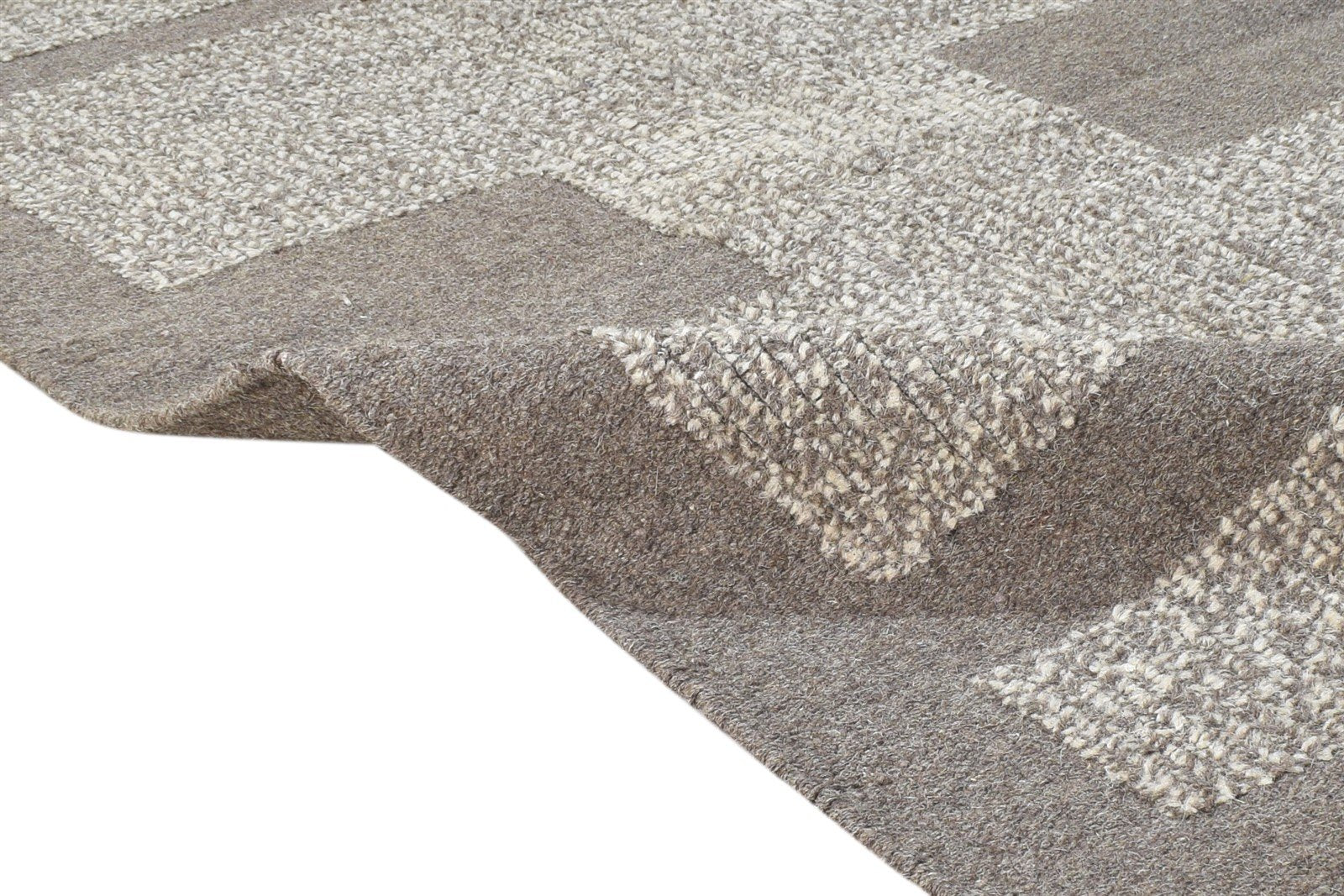 3' X 5' Rug Wool Brown Modern Dhurrie Scandinavian Nordic Room Size Carpet 7864669634709