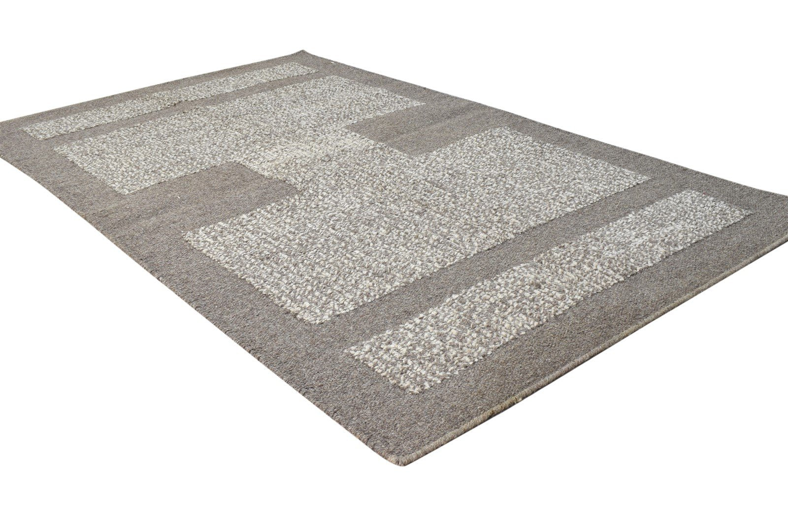 3' X 5' Rug Wool Brown Modern Dhurrie Scandinavian Nordic Room Size Carpet 7864669634709