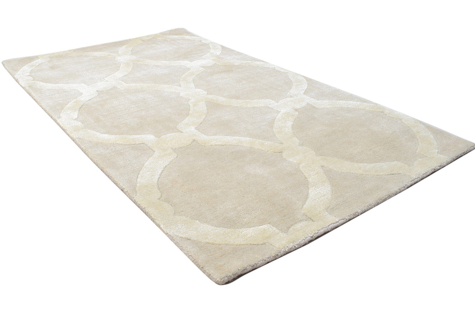 3' X 5' Rug Wool Brown Modern Hand Tufted Moroccan Trellis Room Size Carpet 7864143413397