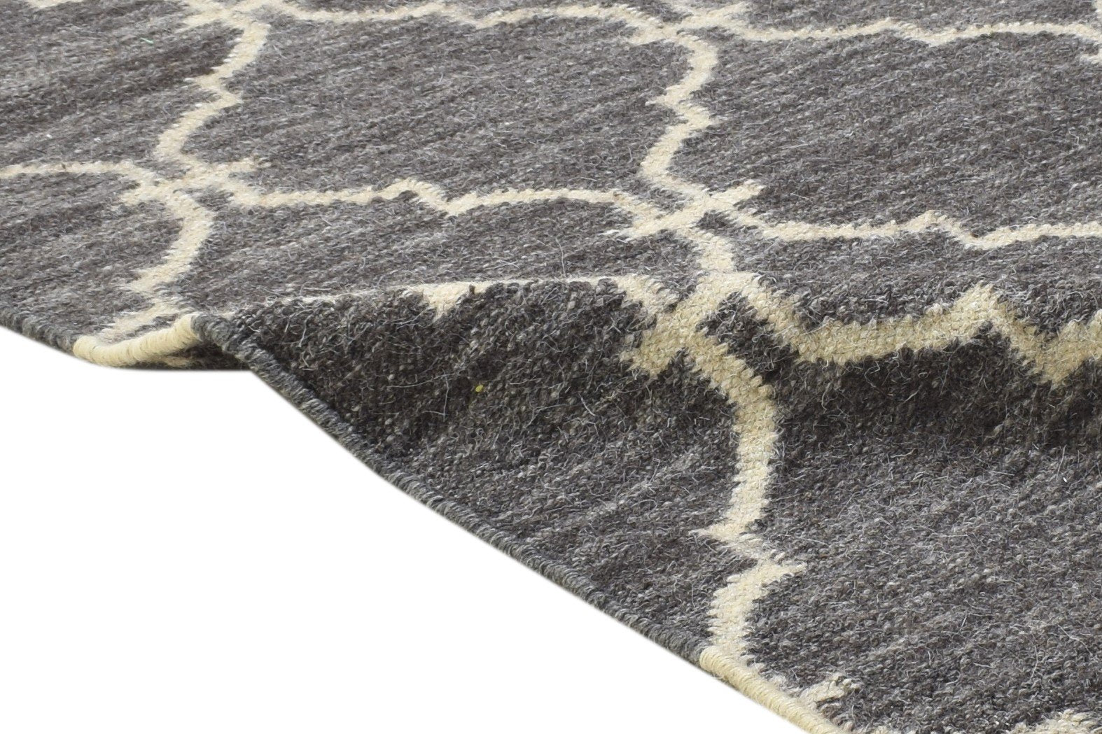 3' X 5' Rug Wool Charcoal Modern Dhurrie Moroccan Trellis Small Carpet 7864347918485