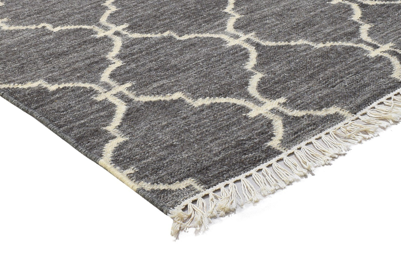 3' X 5' Rug Wool Charcoal Modern Dhurrie Moroccan Trellis Small Carpet 7864347918485