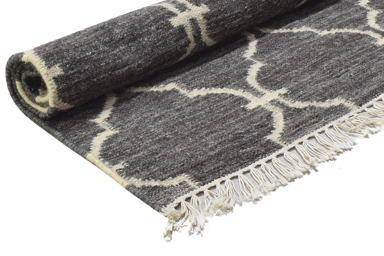 3' X 5' Rug Wool Charcoal Modern Dhurrie Moroccan Trellis Small Carpet 7864347918485