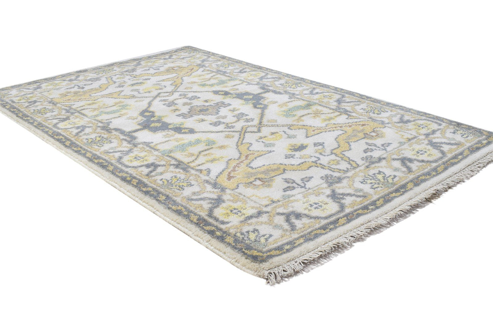 3' X 5' Rug Wool Cream Persien Hand Knotted Oushak Oriental Room Size Carpet 7864328061077