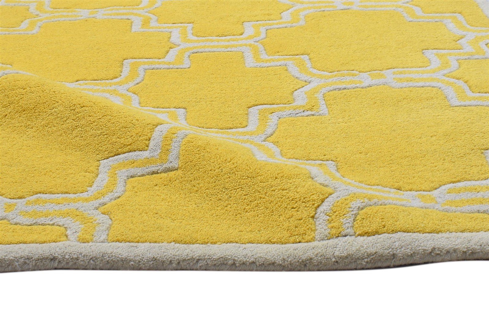 3' X 5' Rug Wool Gold Modern Hand Tufted Moroccan Trellis Room Size Carpet 7864142561429