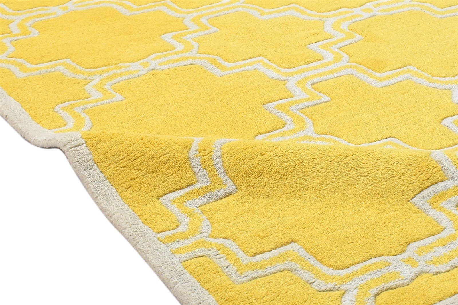 3' X 5' Rug Wool Gold Modern Hand Tufted Moroccan Trellis Room Size Carpet 7864142561429