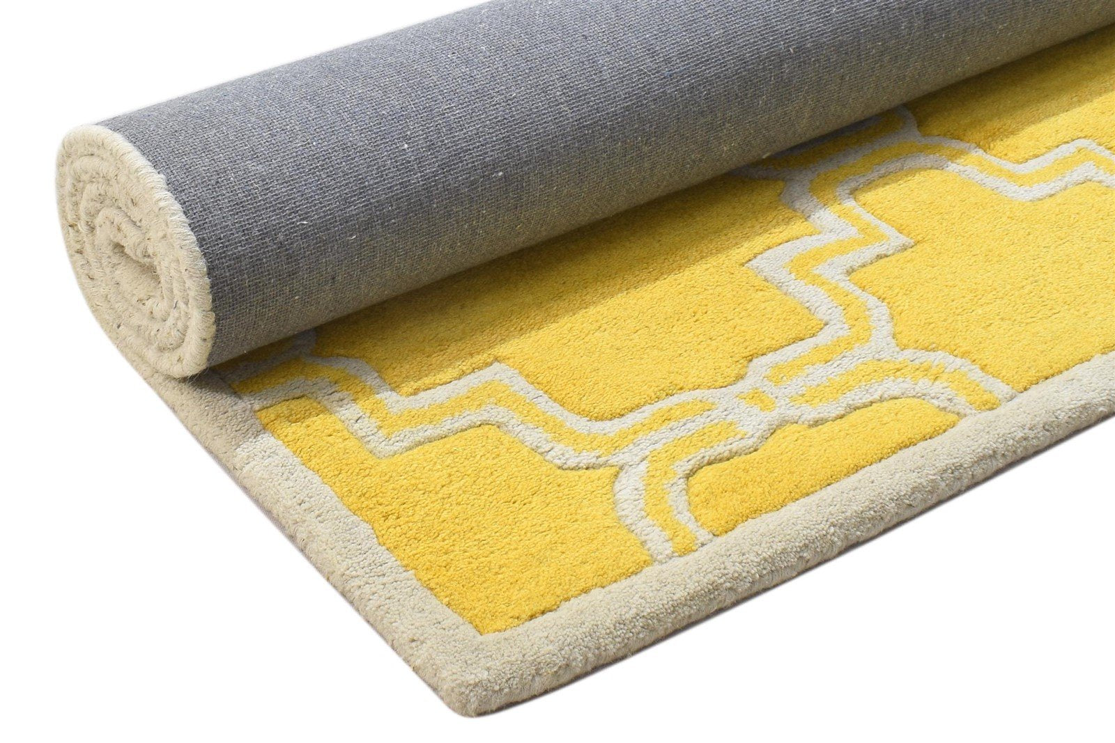 3' X 5' Rug Wool Gold Modern Hand Tufted Moroccan Trellis Room Size Carpet 7864142561429