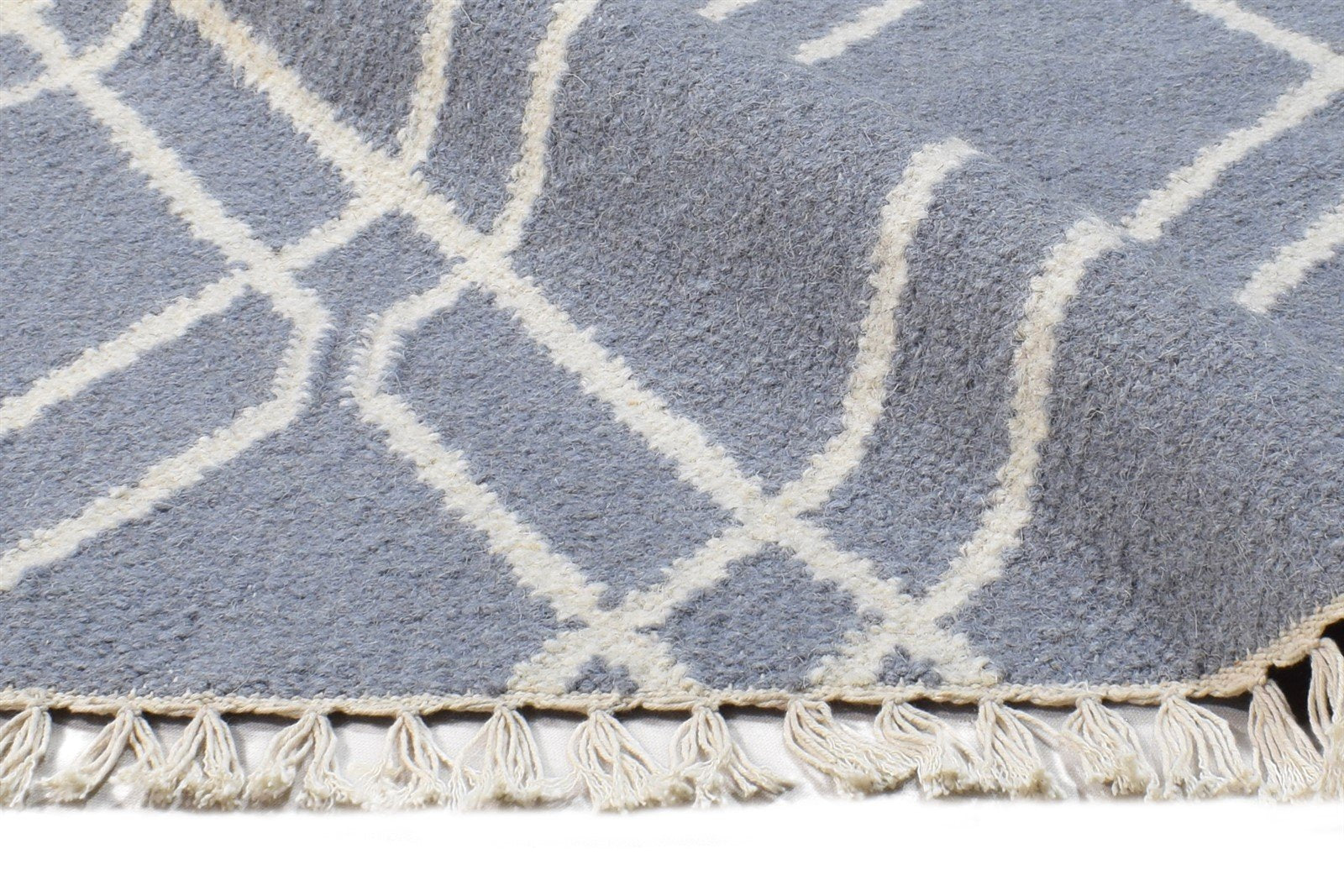 3' X 5' Rug Wool Grey Modern Dhurrie Moroccan Trellis Small Carpet 7865120620693