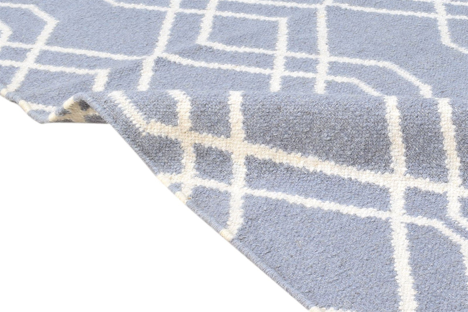 3' X 5' Rug Wool Grey Modern Dhurrie Moroccan Trellis Small Carpet 7865120620693