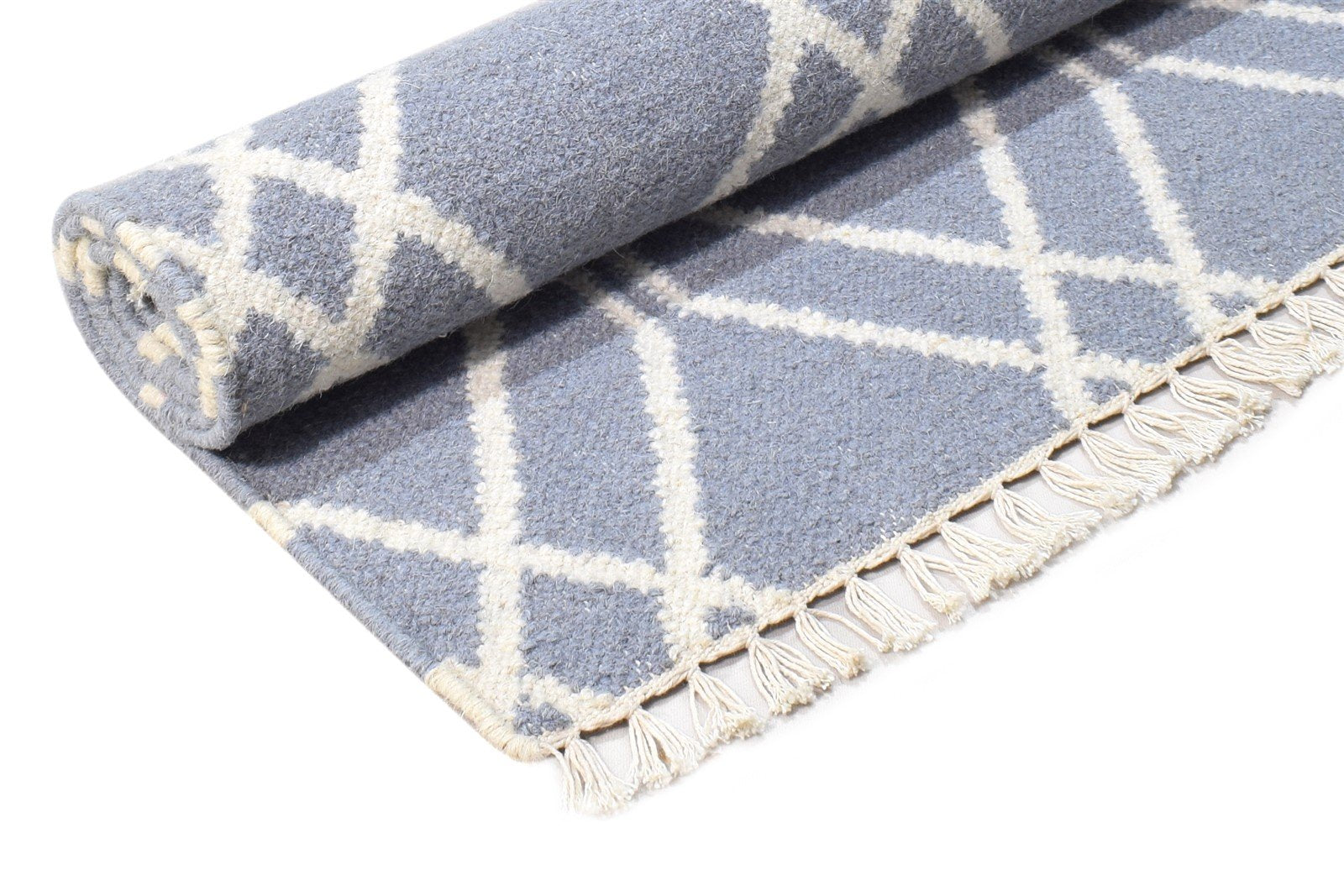 3' X 5' Rug Wool Grey Modern Dhurrie Moroccan Trellis Small Carpet 7865120620693