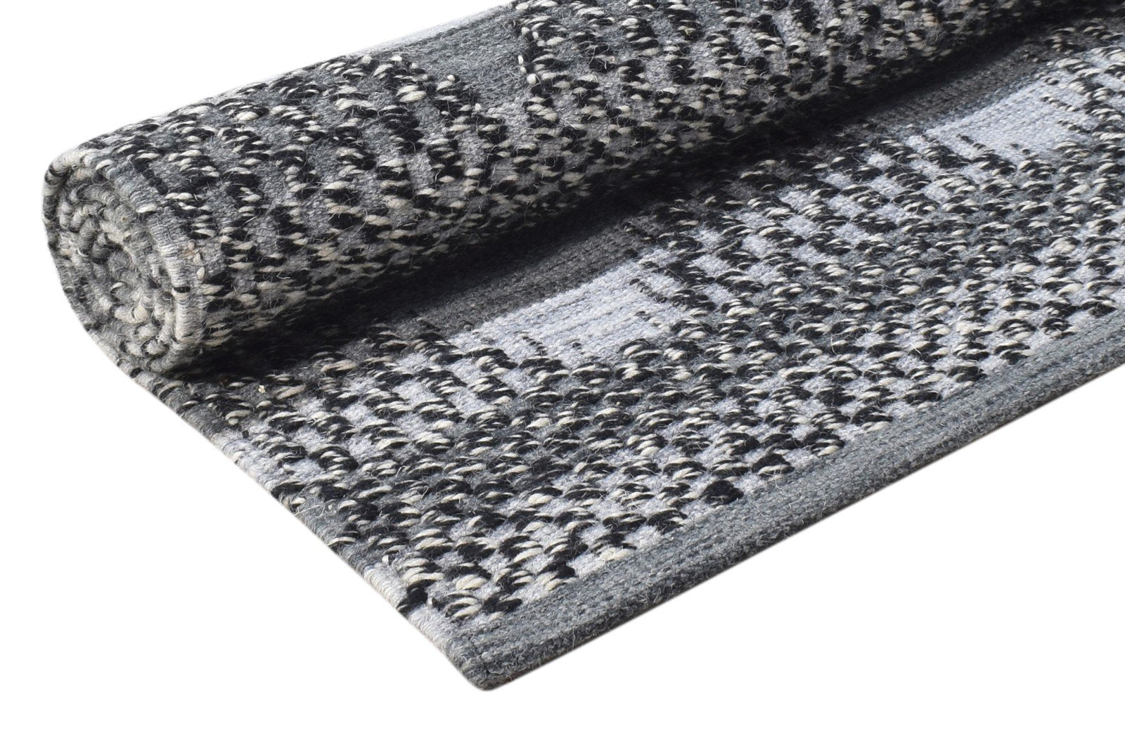 Roxy 3' X 5' Rug Wool Grey Modern Hand Woven Scandinavian Striped 7864986337429
