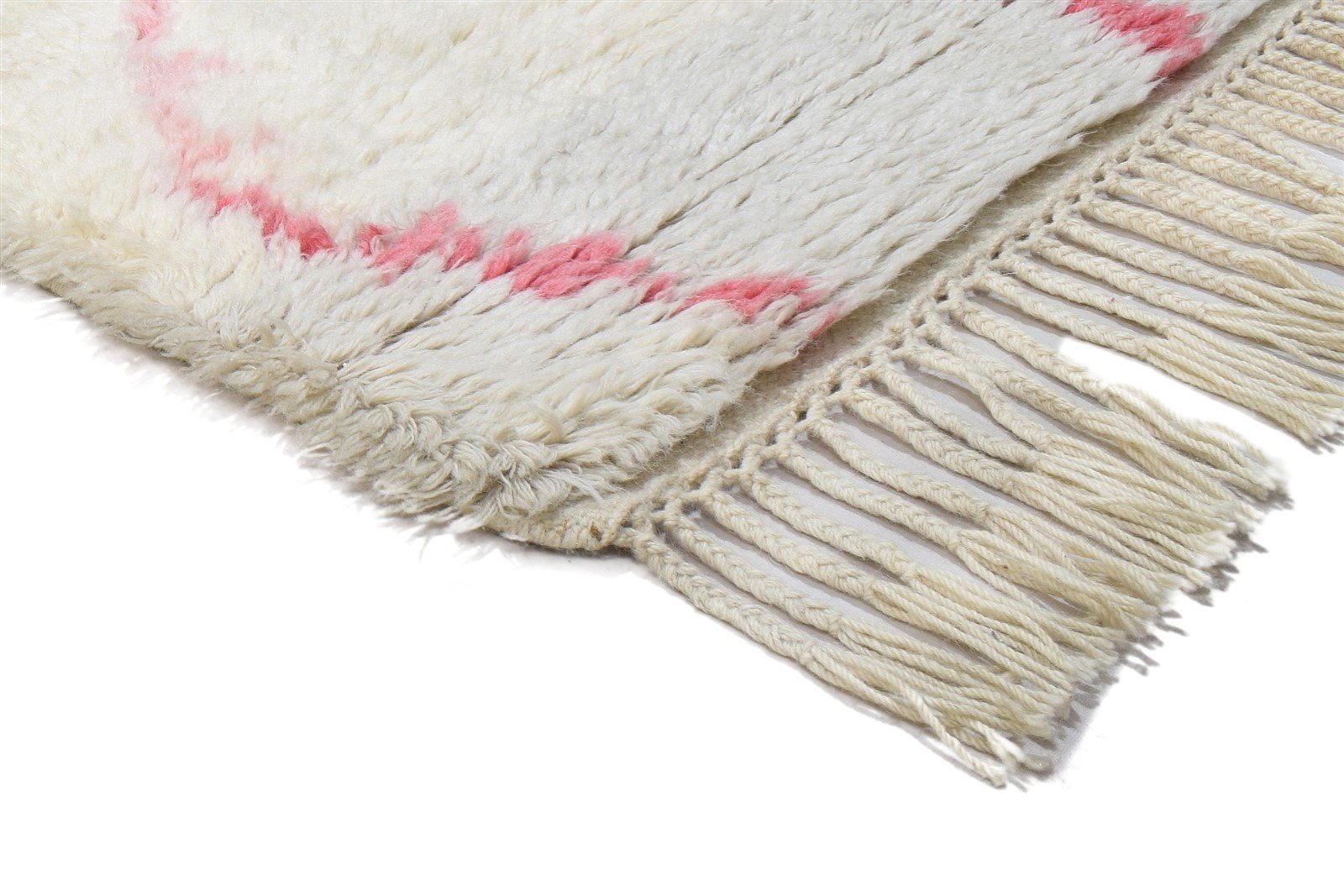 3' X 5' Rug Wool Ivory Shag Hand Knotted Moroccan Geometric Small Carpet 7864091476117