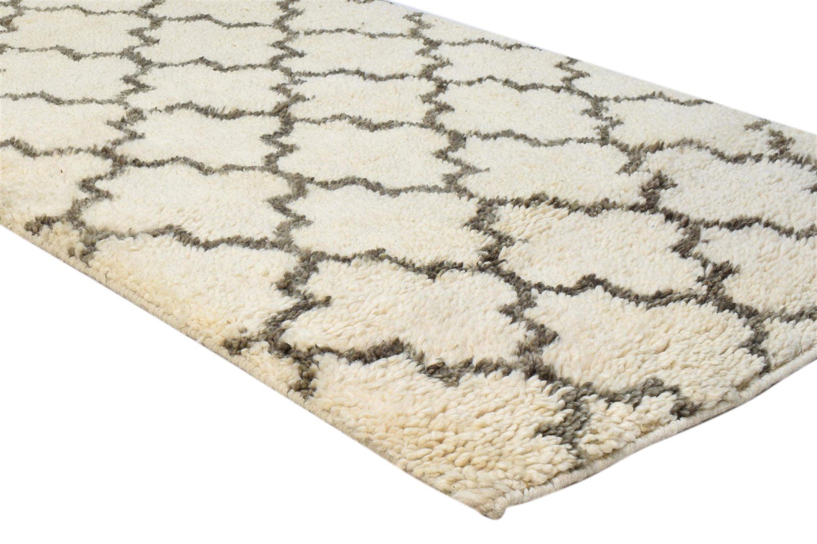 3' X 5' Rug Wool Ivory Shag Hand Knotted Moroccan Trellis Room Size Carpet 7860691140757