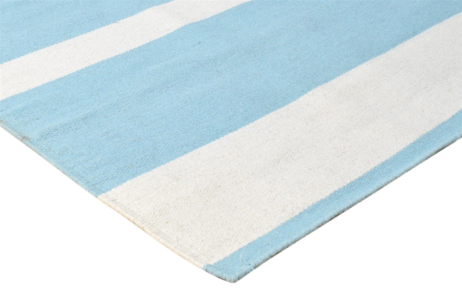 3' X 5' Rug Wool Light Blue Modern Dhurrie Scandinavian Striped Small Carpet 7865196740757
